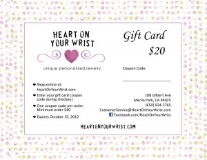 Free Gift Card for H and  Stamped Jewelry