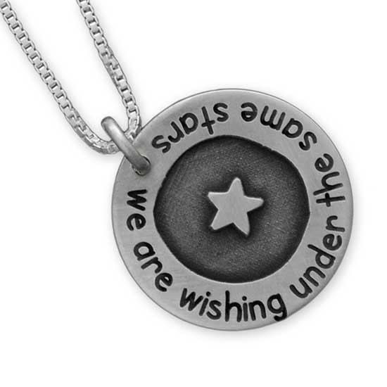 Etched  and  h and  stamped star pendant