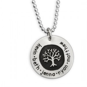 H and  stamped tree of life necklace