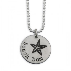 H and  stamped pewter beach bum necklace