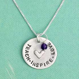 h and  stamped teacher necklace