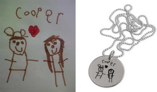 Child's drawing on a pendant