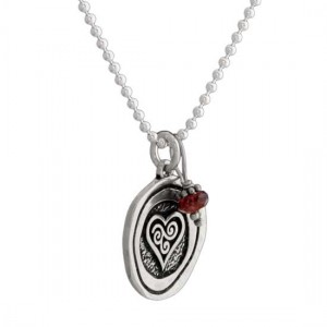 h and  stamped heart charm