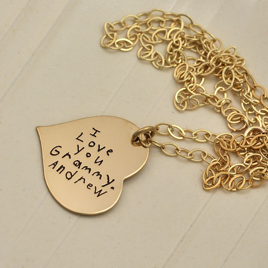 Gold Handwriting Heart Necklace