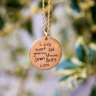 Gold Handwriting Disc Necklace