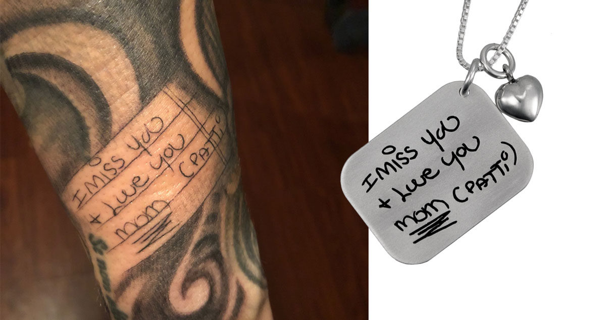 Getting Your Tattoo on a Piece of Handwriting/Artwork Jewelry