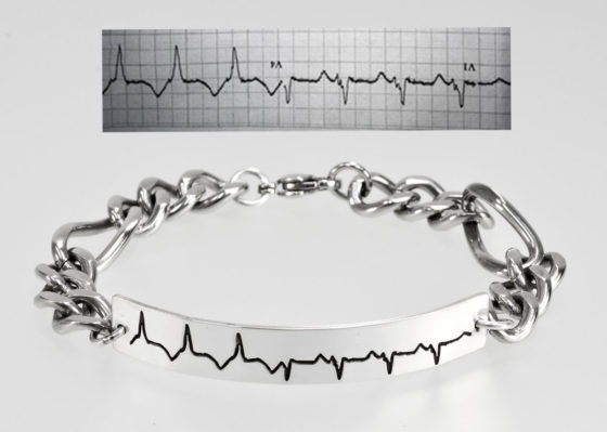 Sterling Silver Handwriting ID Bracelet, etched with a baby's heartbeat
